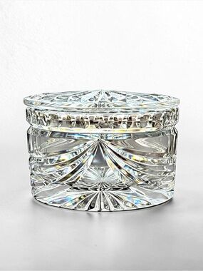 Waterford Crystal Clear Cut-Glass Jewelry Trinket Box with Lid